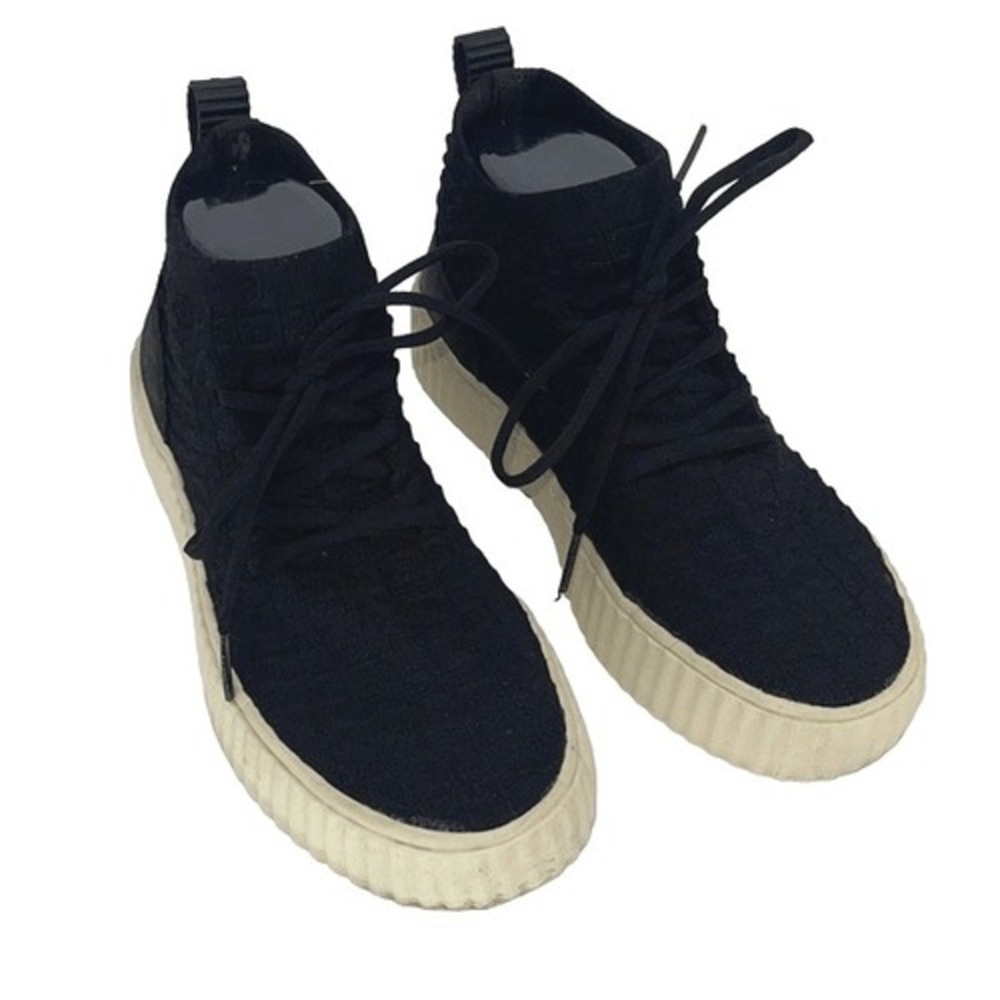 Pajar Knit High Top Sneakers Women 8 Black Gorpcore Chunky Platform Leather Trim